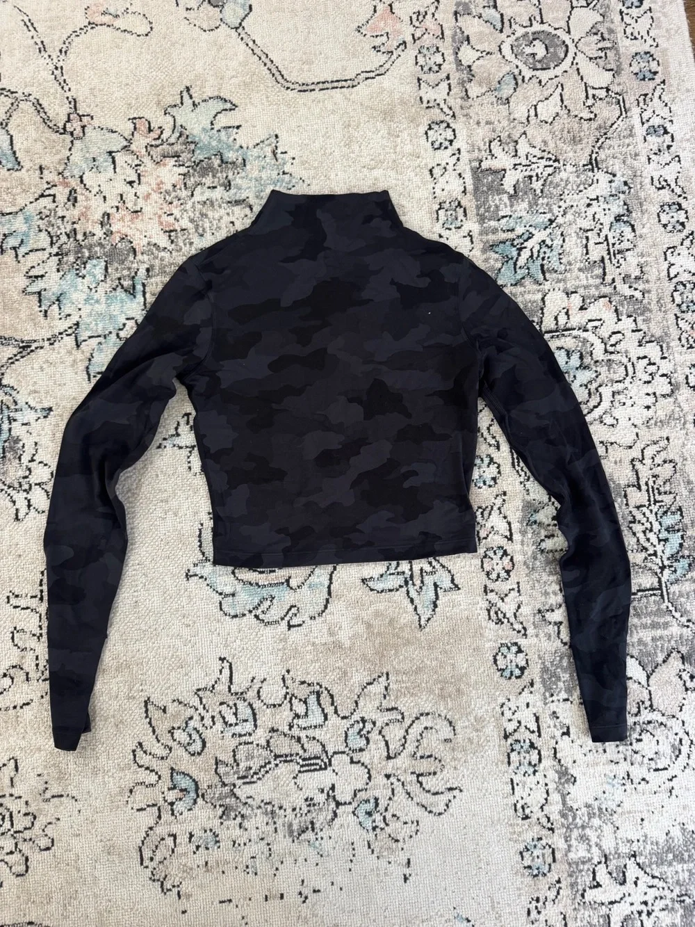 lululemon athletica Black Camouflage Long-Sleeve Crop Top